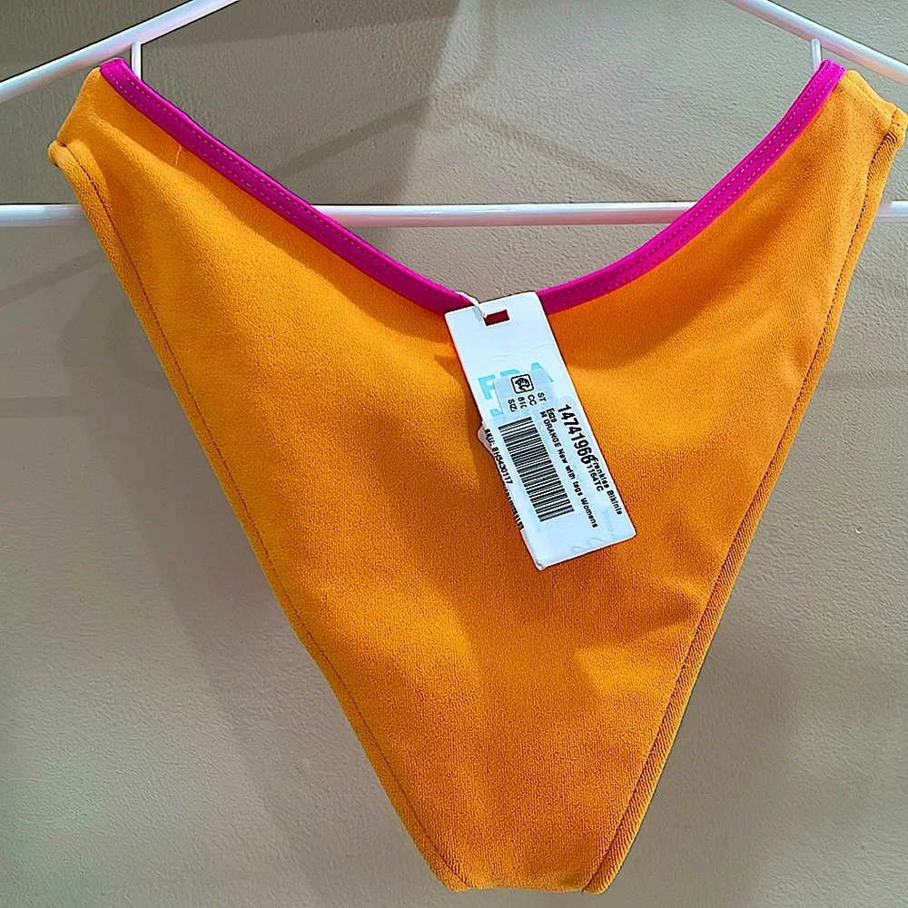 Frankie’s V orange hot pink trim high leg low rise sexy authentic M sundown Enzo